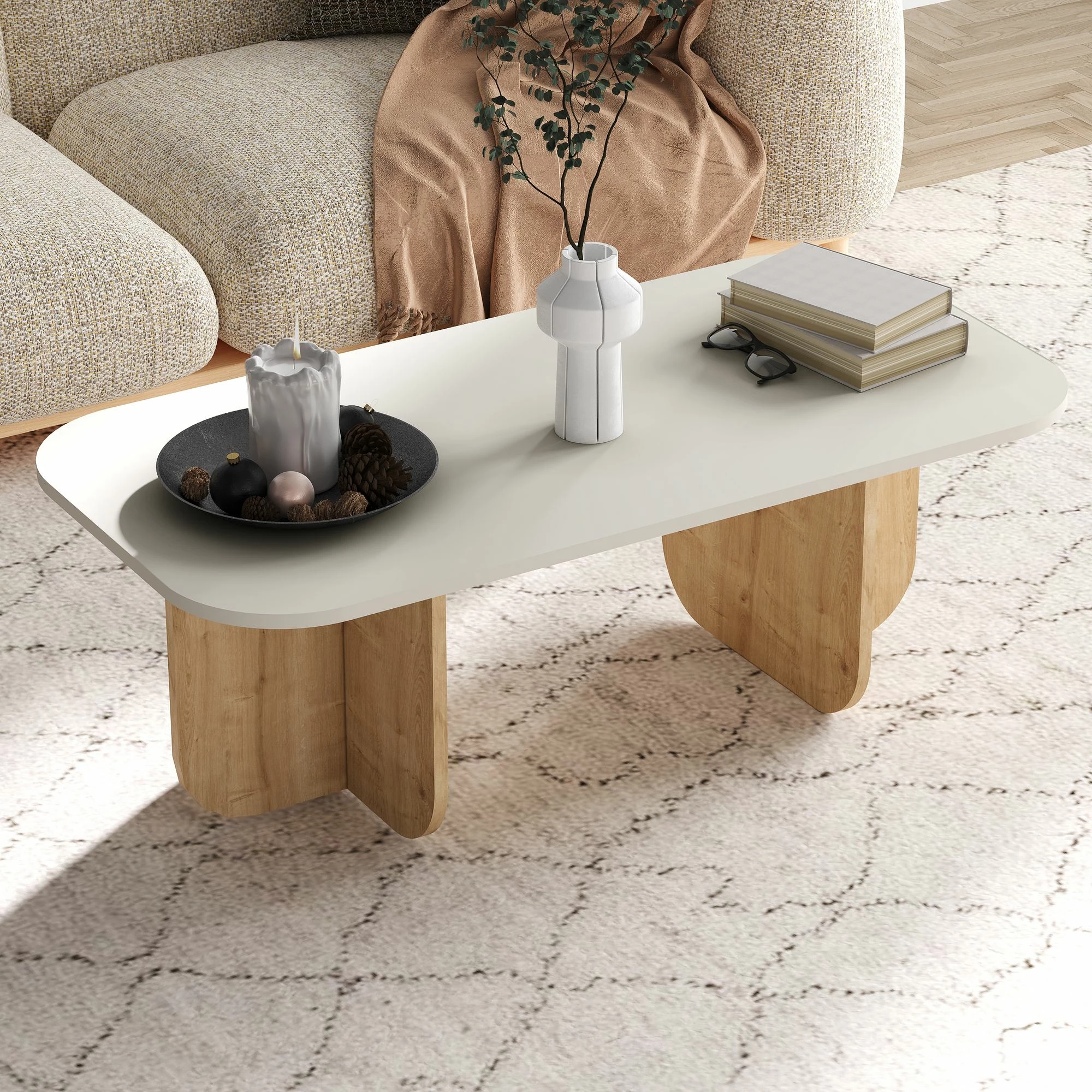 Tavolinë kafeje, Sandstone dhe Sapphire Oak, Skye Decor, Becaj