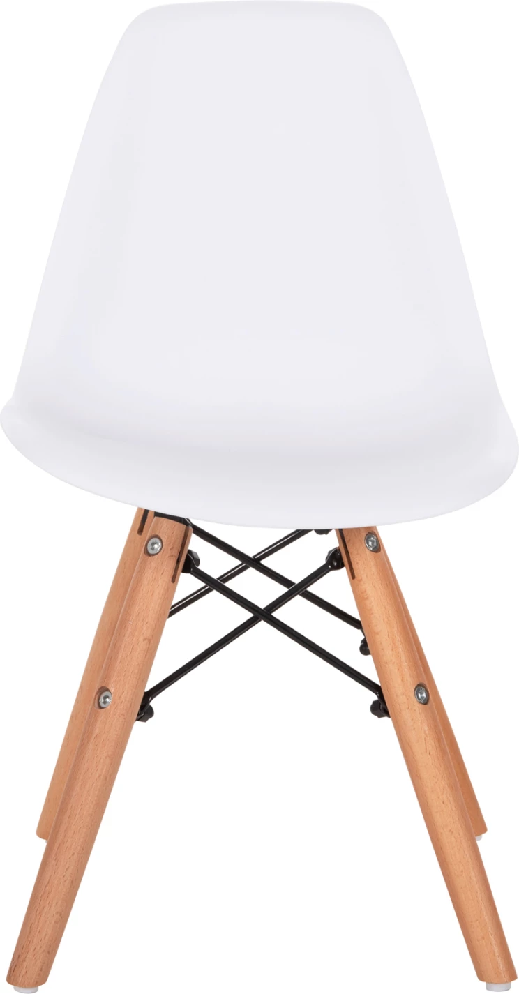 Karrige Twist për fëmijë FH8453.01 me këmbë druri dhe ulëse PP e bardhë 30,5x33x59 cm, set prej 4 copë