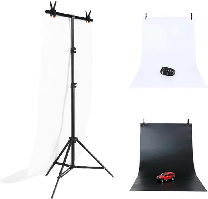 Mbështetës sfondi për studio fotografike Puluz DCA0976 me 2 sfonda, 70x200cm, i bardhë dhe i zi