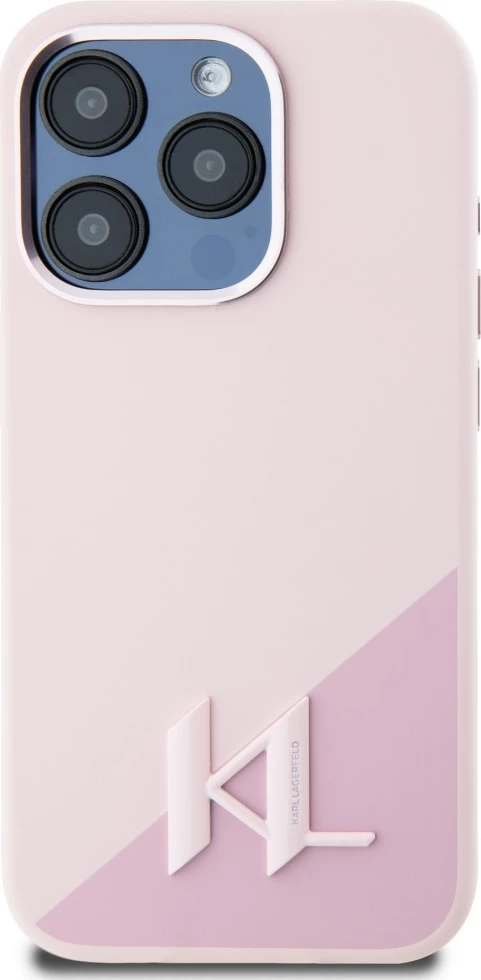 Mbështjellës Karl Lagerfeld Silicone Shadow Metal Initial MagSafe për iPhone 15 Pro, Rozë