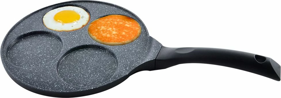 Tigan për vezë Orion GRANDE 27 cm, veshje graniti, i përshtatshëm për induksion, 3 forma, i zi