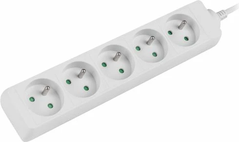 Zgjatues rryme Lanberg PS0-05E-0150-W, 1.5 m, 5 prize, me tokëzim, kabllo bakri të pastër, i bardhë