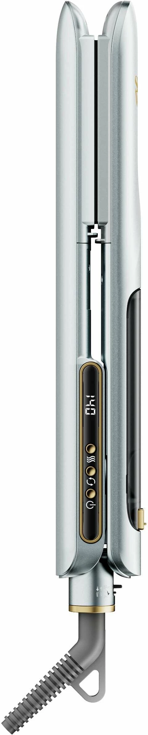 Hekur për drejtim flokësh SkinVibe Astra SteamPlasma SV-005SL 220°C pllaka qeramike avull + plazmë ekran LCD, argjendtë, me tapet silikoni