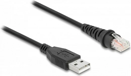 Kabllo për skaner barkodi DeLOCK RJ50 në USB 2.0 Type-A, 1.5 m, e zezë