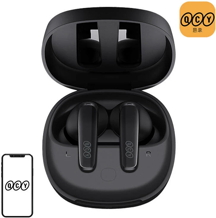 Kufje TWS QCY T13x, Bluetooth 5.3, ANC, IPX5, të zeza me kuti karikimi