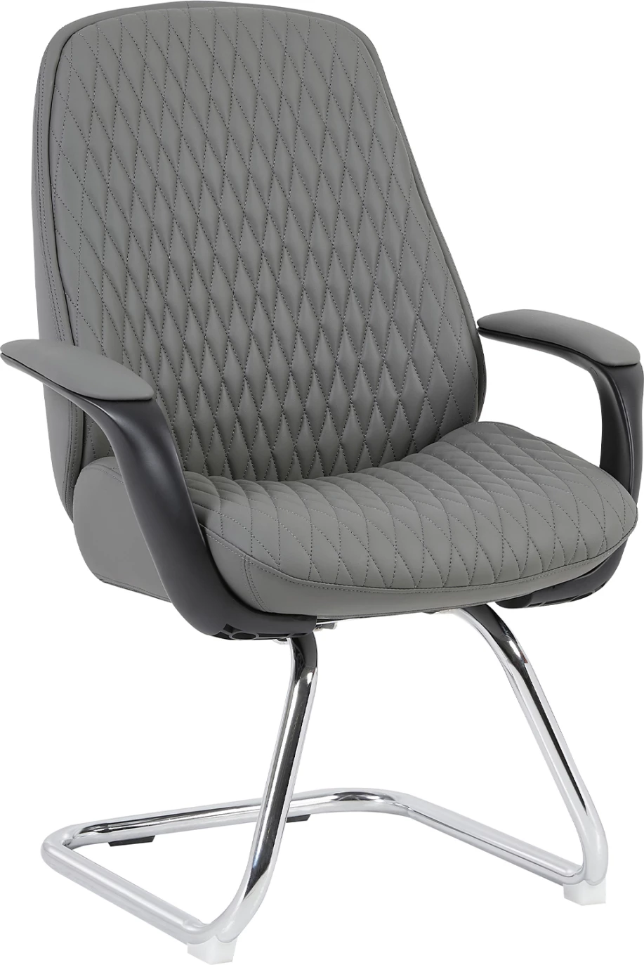 Karrige për vizitorë VELUM-s, FH1235.10, lëkurë sintetike PU gri, bazë e kromuar, 71x60x100 cm