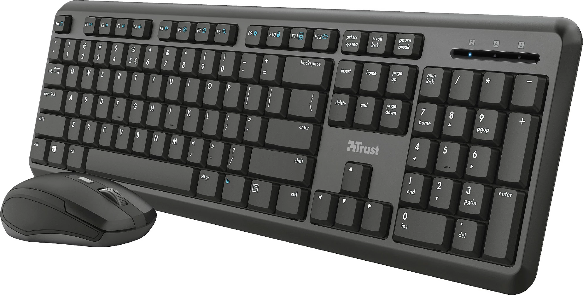 Set tastierë dhe Maus Trust TKM-350, wireless 2.4GHz, QWERTZ gjerman, me numpad, i zi