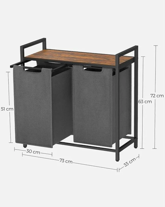Shportë rrobash VASAGLE BLH201G01, 2 ndarje 92 L, me raft, e zezë