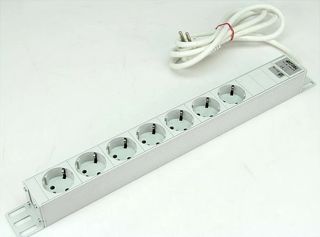 Shirit prizash Rittal DK7240.210, 7 priza, 2 m kabllo, 16A/250V, montim mur/19", e bardhë