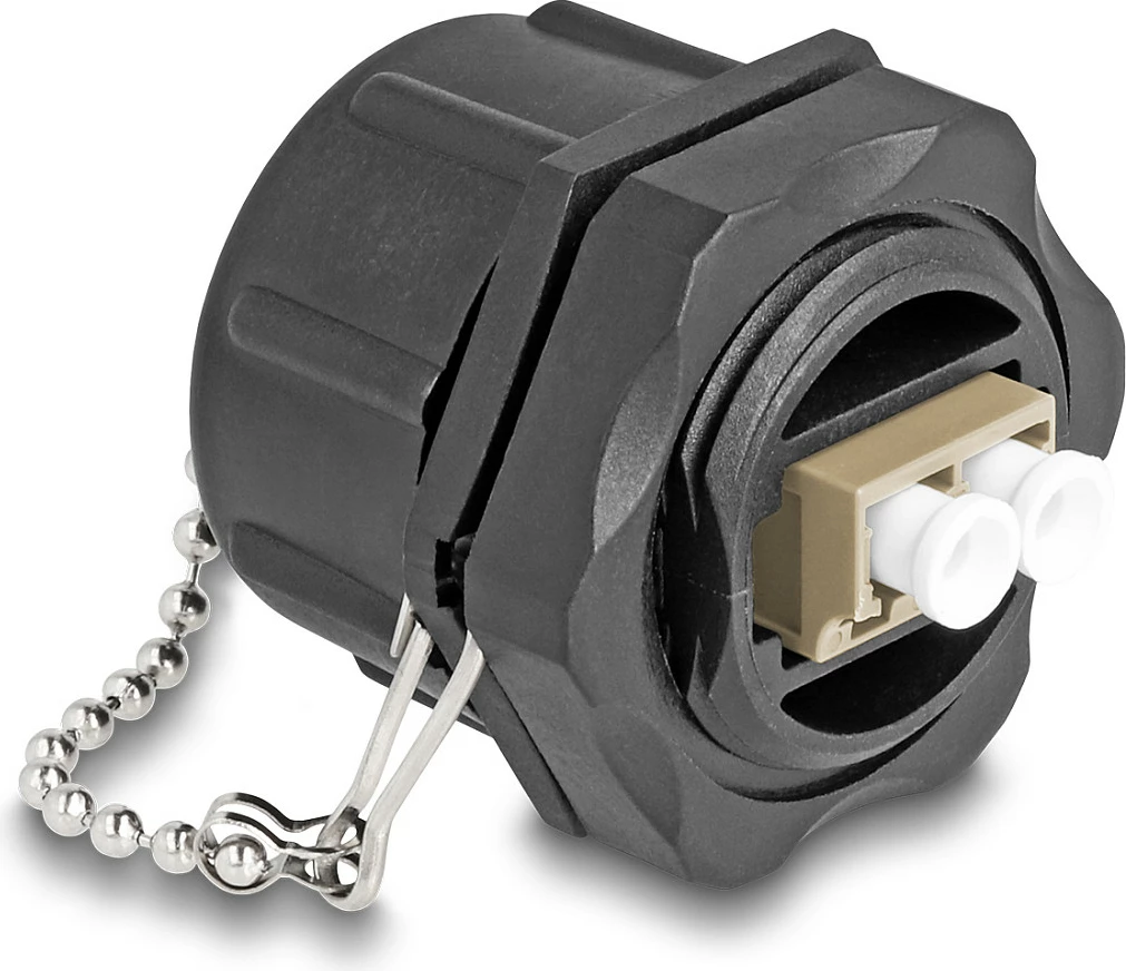 Adapter fibër optike DeLOCK LC Duplex-LC Duplex, multimode, IP68, beige/zi