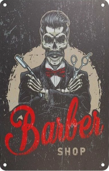 Tabelë dekorative muri Activeshop Barber B081, alumin, me print sublimimi dhe reliev, kuqe/zezë