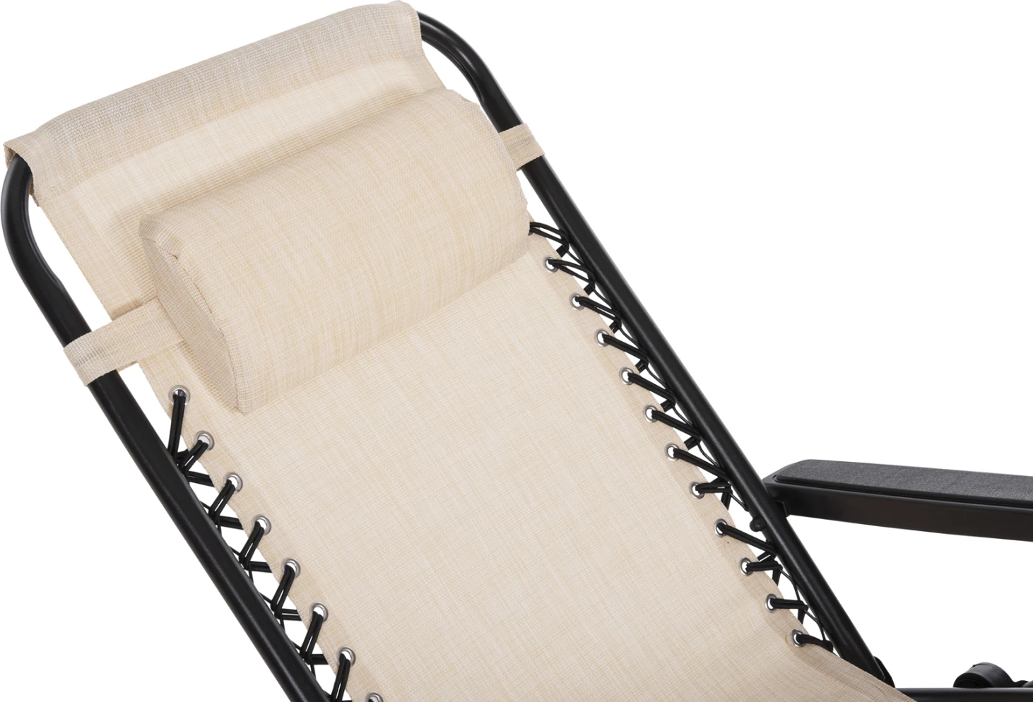 Karrige relaks COMPANION HM5095.12, metal i zi + textilene bezhë, 67x145x110H cm