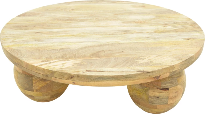 Tavolinë kafeje Fedena, dru mango i fortë, ngjyrë natyrale, D90x30cm