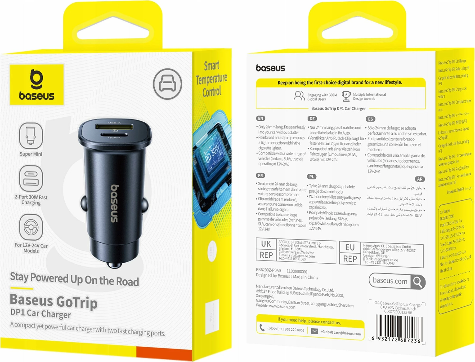 Karikues veture Baseus GoTrip C+U 30W 1x USB-A 1x USB-C 3.5A, i zi