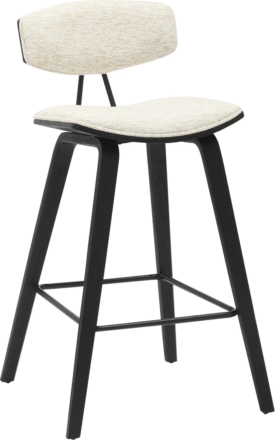 Karrige për bar, lartësi mesatare, INOVER FH9984.02, metal & dru, pëlhurë ecru, 50,5x49x90H cm, set prej 2 copë