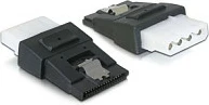 Adapter rryme DeLOCK, Molex 4-pin femër në SATA Power 15-pin femër, me klip metalik, i zi