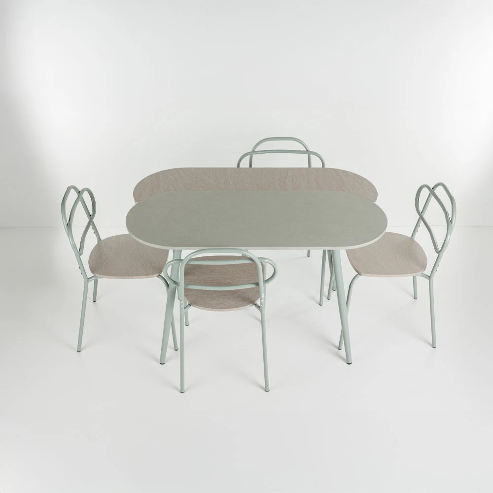 Tavolinë me karrige italiane, 4+1, ngjyrë gri-gur, 120x75x75