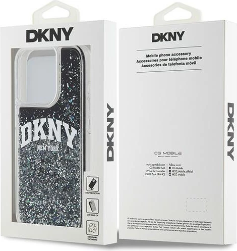 Mbështjellës DKNY Liquid Glitter Big Logo për iPhone 13 Pro / 13, i zi