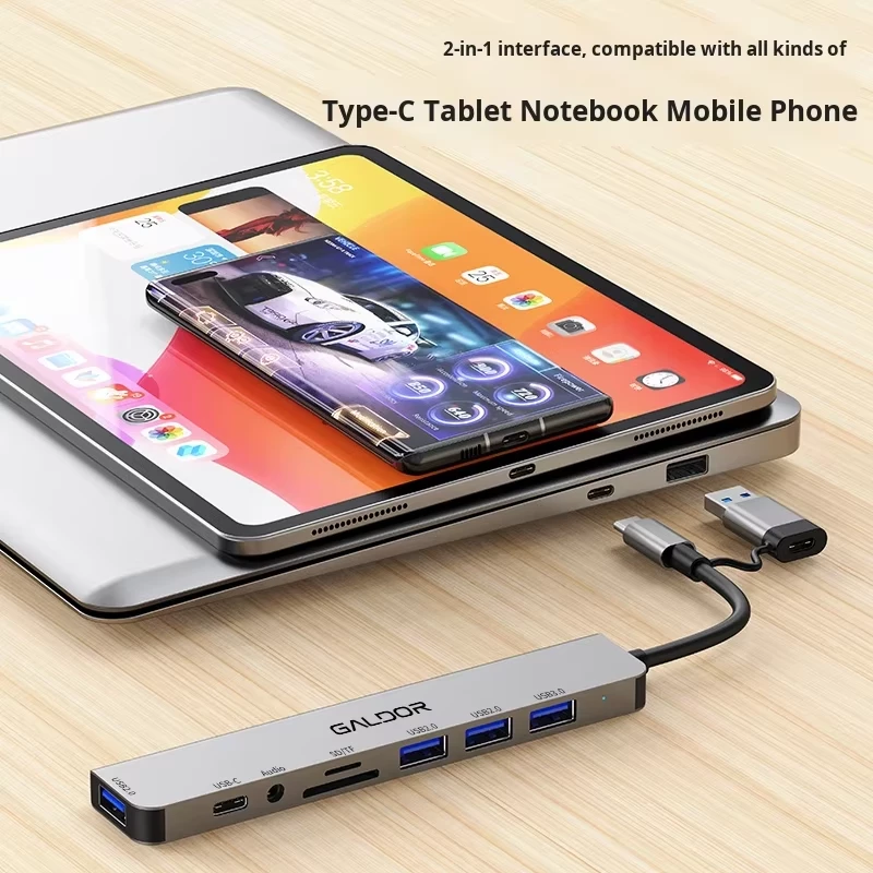 Hub USB-C 8-në-1 prej Alumini me Multi-Port dhe Adaptor të Dyfishtë