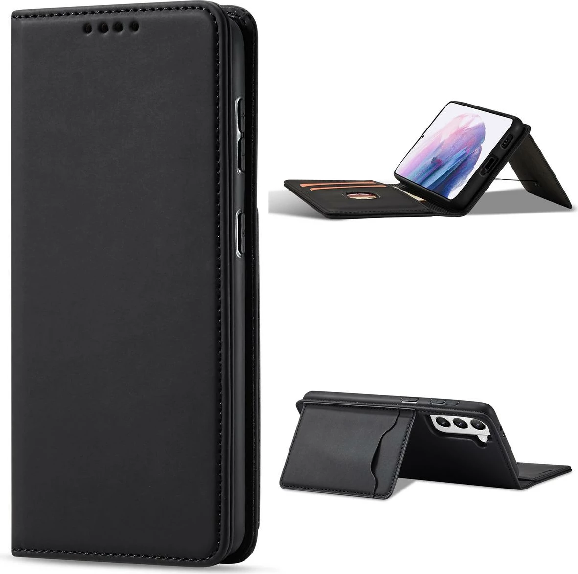 Mbështjellës magnetik për celular Hurtel Magnet Card Case për Samsung Galaxy S22+, i zi