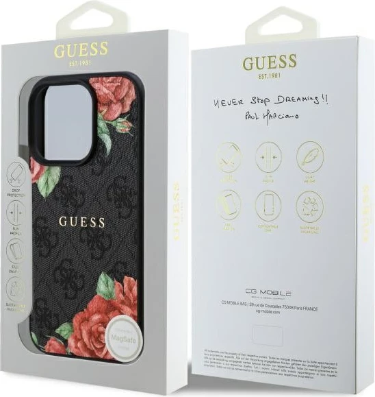 Mbështjellës Guess GUHMP16XP4ROPEMCK për iPhone 16 Pro Max 6.9", hardcase, MagSafe, zi