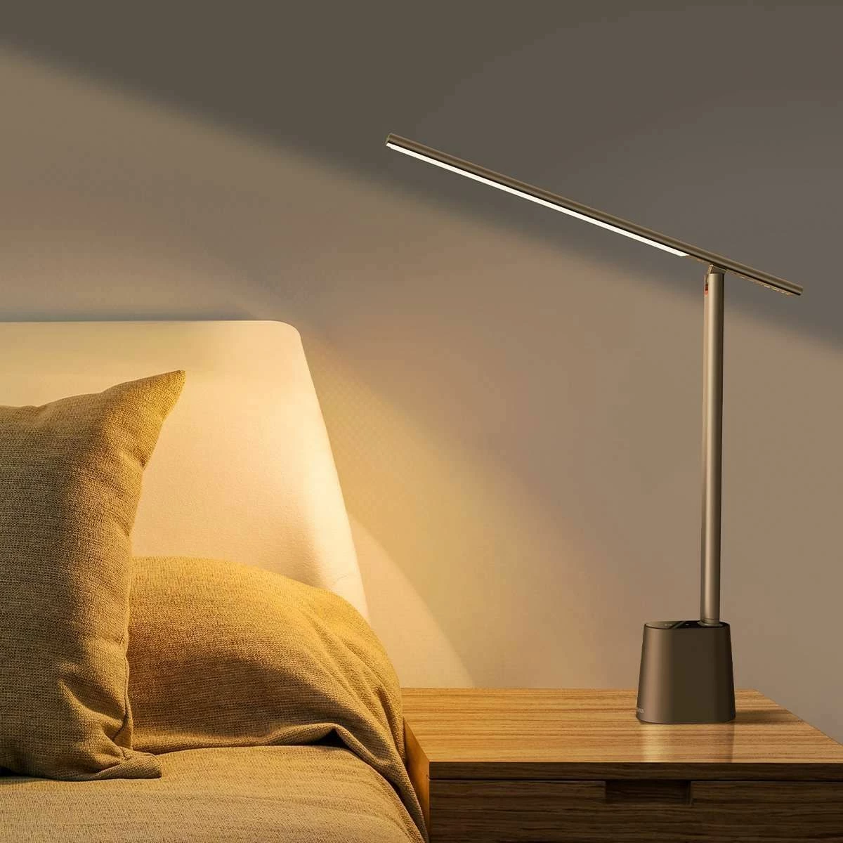 Lampë tavoline Baseus DGZG-0G LED 5W, bateri e integrume, USB-C, 3000-6000K, touch, gri (me kabllo USB-C)