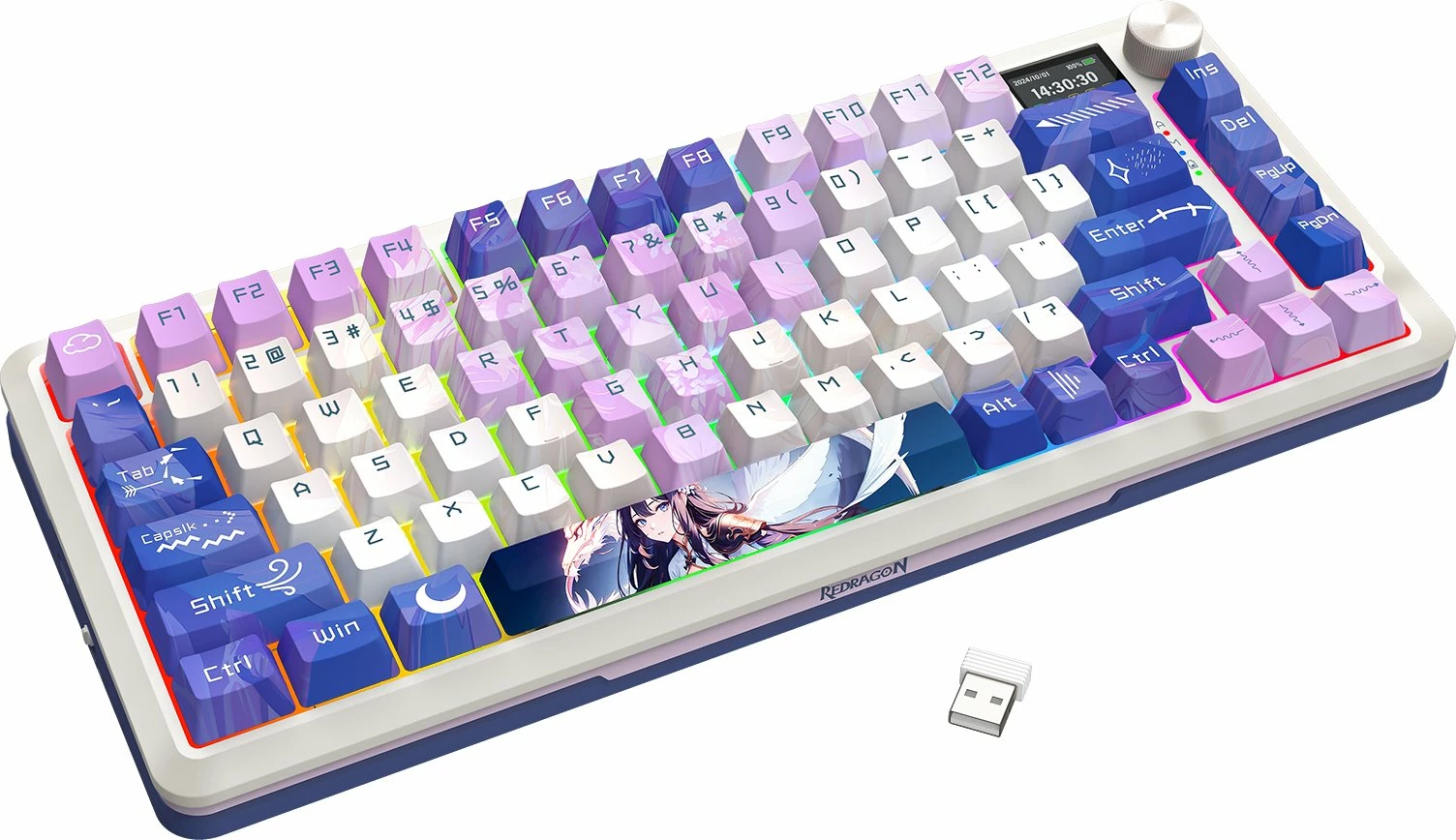 Tastierë gaming mekanike Redragon FLEKACT K708AK RGB Pro Leopard L 75% Hot-Swap USB-C/2.4G/Bluetooth, vjollcë