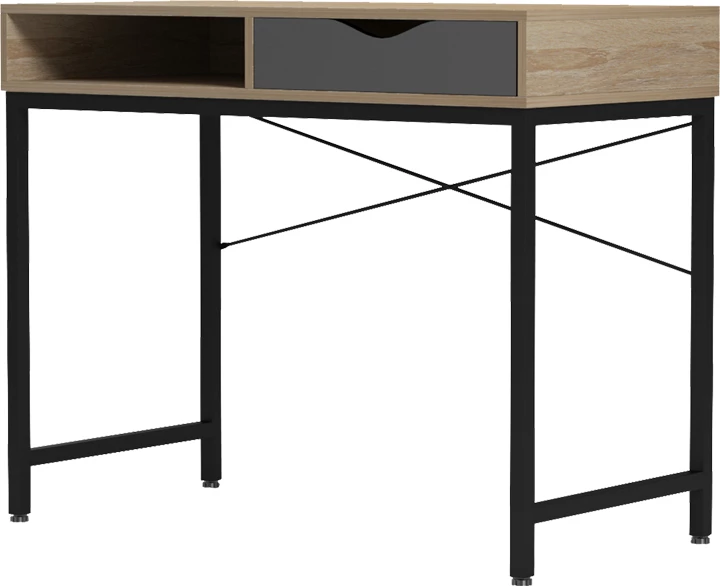 Tavolinë zyre Kama, ngjyrë sonoma-gri, këmbë metalike të zeza, 95x48x76cm