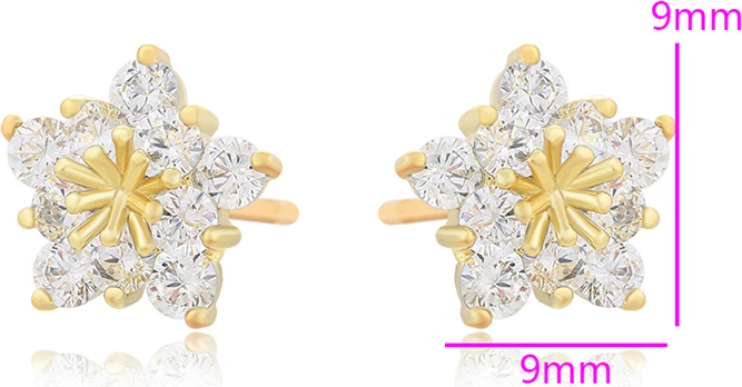 Vathë Xuping të praruar në ar 14 karatësh VXYB, në formë ylli, artë/bardhë