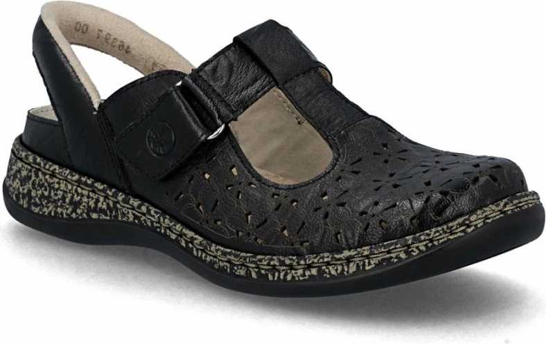 Sandale lëkure për femra Rieker 46397-00, të zeza