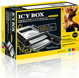 Kornizë hot-swap për SSD/HDD 2x2.5" SATA ICY BOX, për bay 3.5", 6 Gbit/s, e zezë