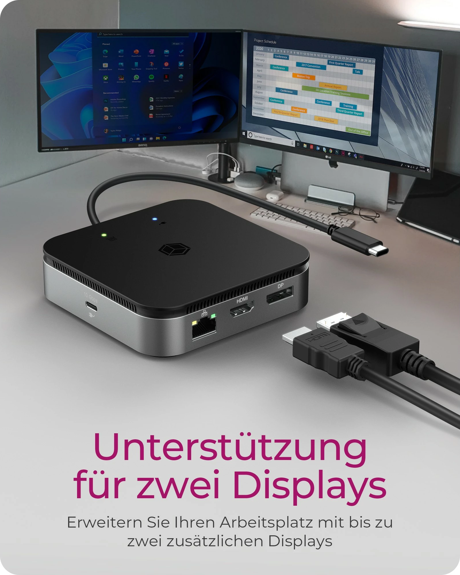 Docking station ICY BOX IB-DK8801-TB, USB4, 7 porte, 60W, anthracite