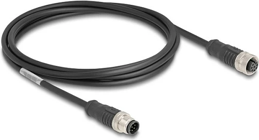 Kabllo Delock M12 A-code 8-pin, mashkull-në-femër, Cat5e, 2 m, e zezë