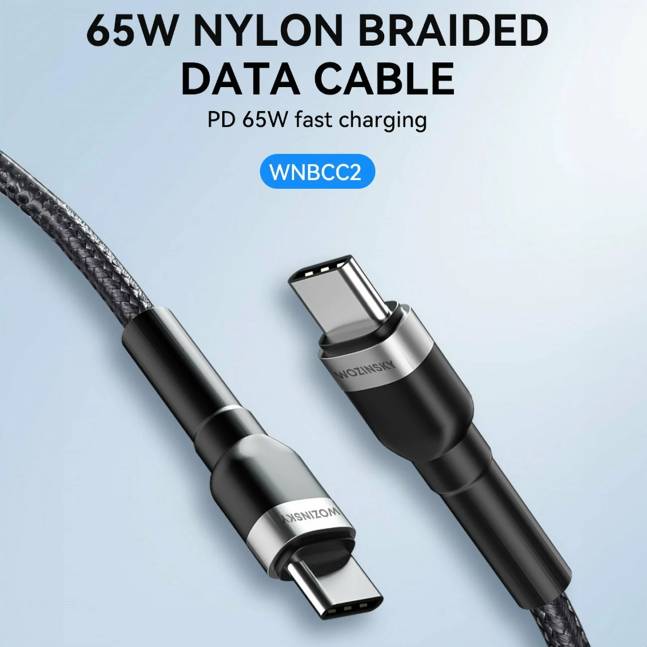 Kablë USB-C në USB-C Wozinsky WNBCC2 PD 65W 2 m, e zezë, 1 copë