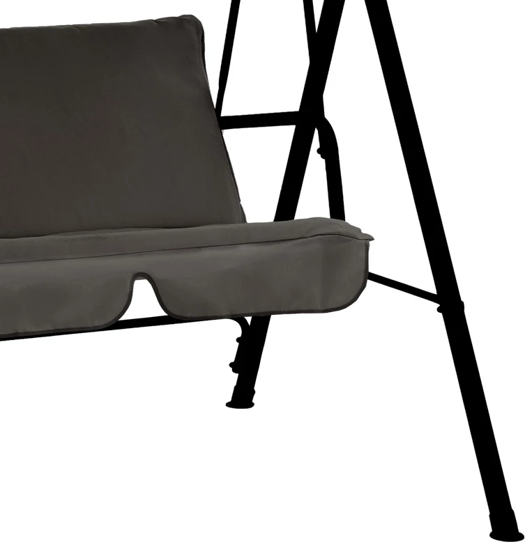 Shilte për kopsht metalike, ngjyrë e zezë, pëlhurë gri, 170x110x153cm