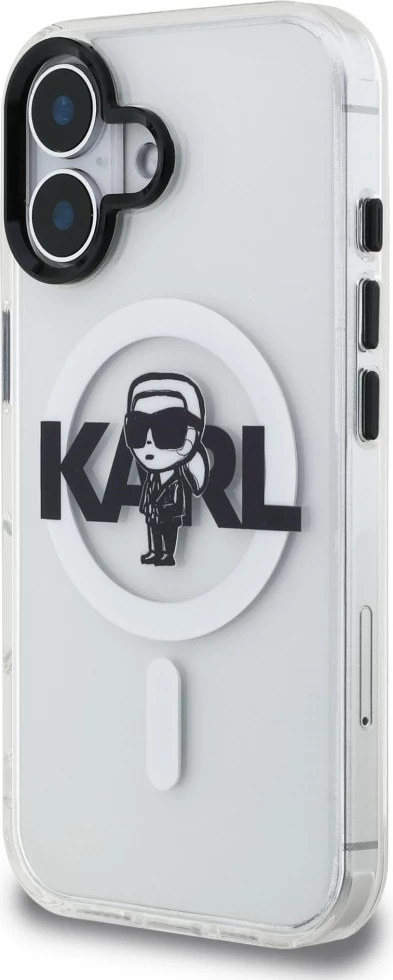 Mbështjellës Karl Lagerfeld IML Karl Sketch Logo MagSafe për iPhone 16, TPU/PC, transparent, me kuti