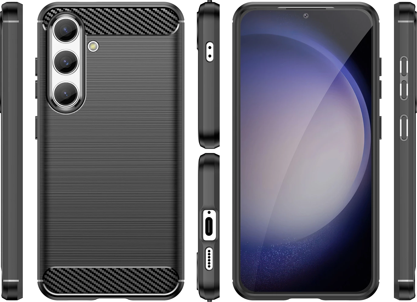 Mbështjellës Hurtel Carbon Case për Samsung Galaxy S24, TPU, i zi