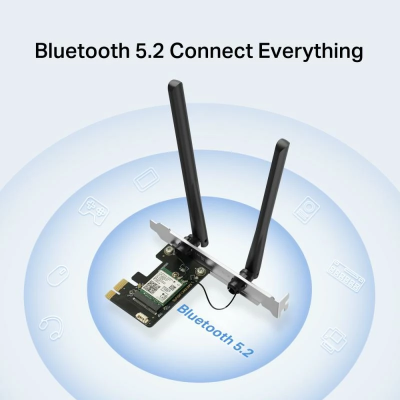 Adapter Wi‑Fi 6 PCIe, Mercusys MA80XE, AX3000 me Bluetooth 5.2, 2 antena