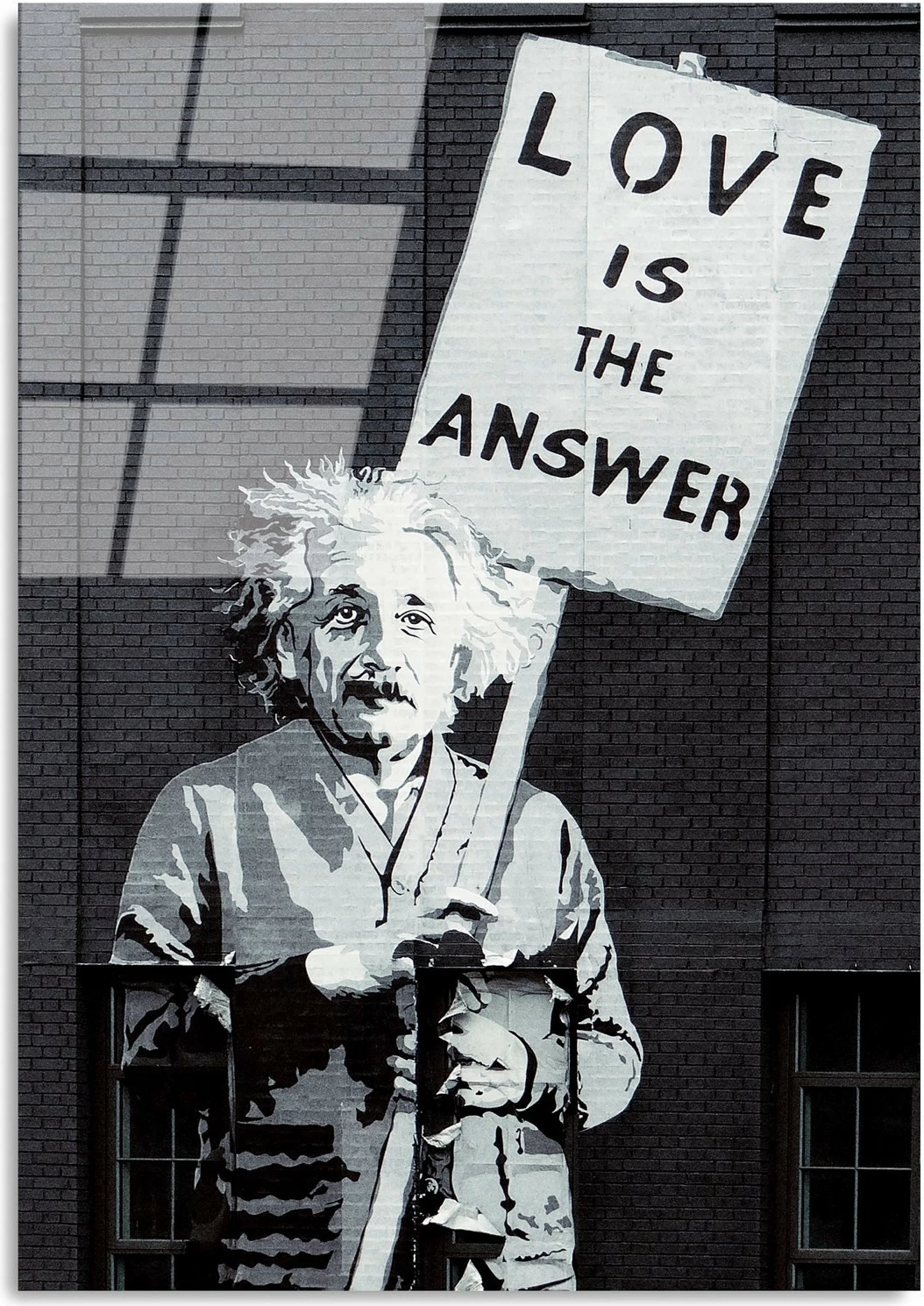 Pikturë dekorative prej xhami të temperuar, Banksy, shumëngjyrëshe, 45x65cm