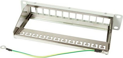Patch panel Synergy21 Keystone 1U për 12 module TP, gri e çelët
