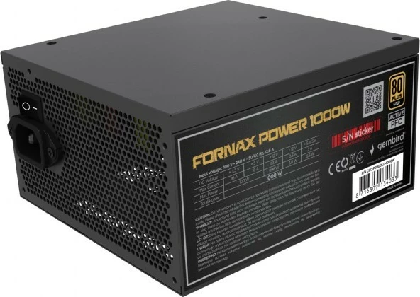 Kasë furnizimi Gembird Fornax Power 1000W, modular, 80 PLUS Gold, e zezë