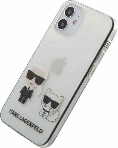 Mbështjellës KARL LAGERFELD KLHCP12SCKTR për iPhone 12 mini, hard protection, Karl and Choupette, transparent