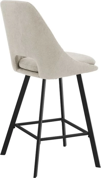 Karrige për bar Initiate, krem, pëlhurë teddy, këmbë metalike të zeza, 48x56x98cm