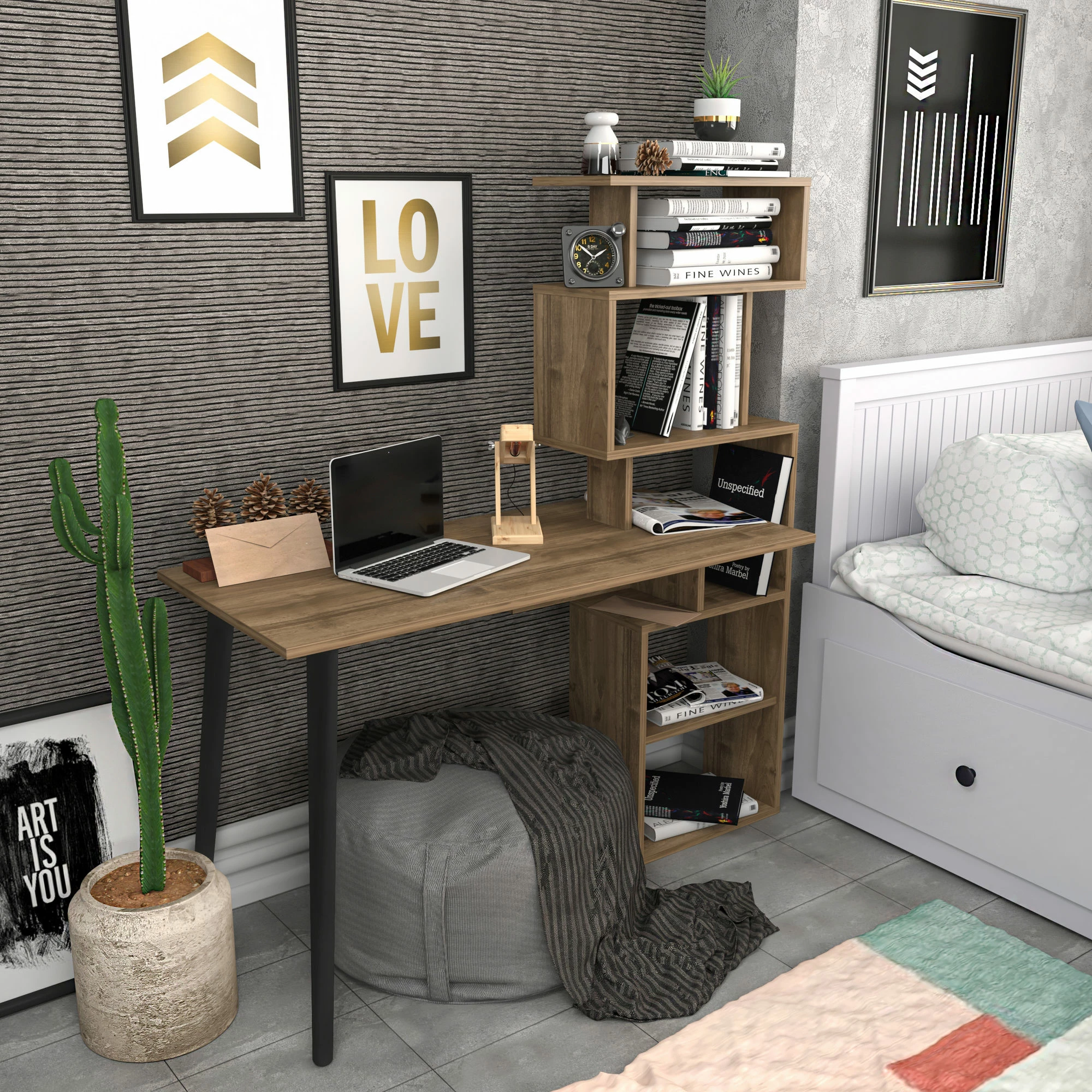 Tavolinë studimi Hanah Home, ngjyrë arre, Vina