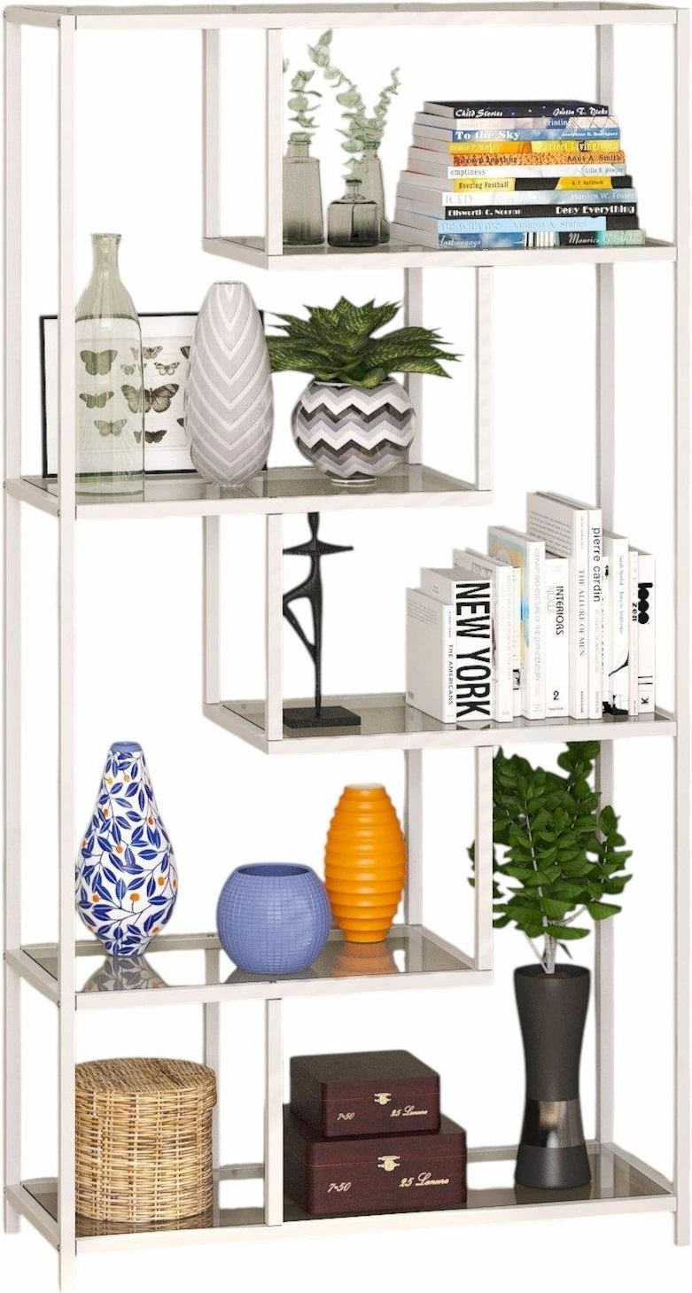 Raft librash Skye Decor, i bardhë, transparent, By-30