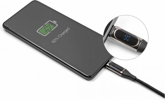 Kabllo USB-C DeLOCK USB 2.0, PD 3.0 100W, 2m, me ekran të fuqisë, e zezë