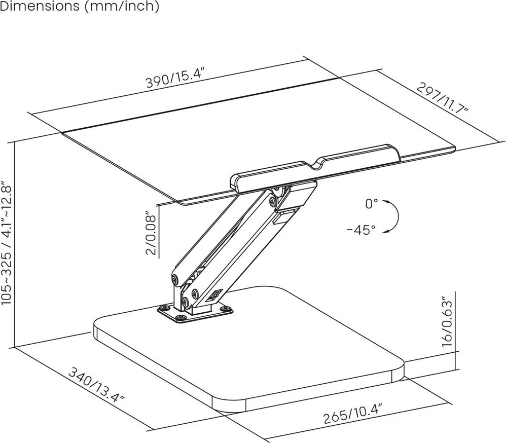 Stendë tavoline Maclean për monitor ose laptop, MC-493, e zezë
