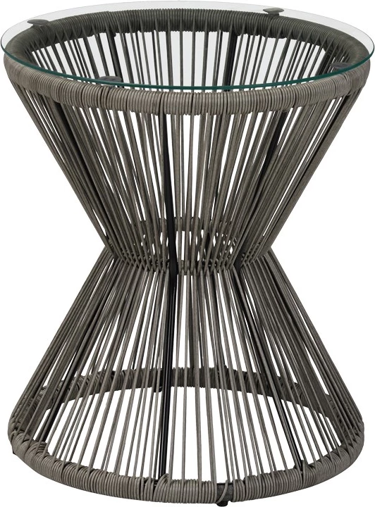 Tavolinë Mabil, xham, ratan gri, 50x55cm