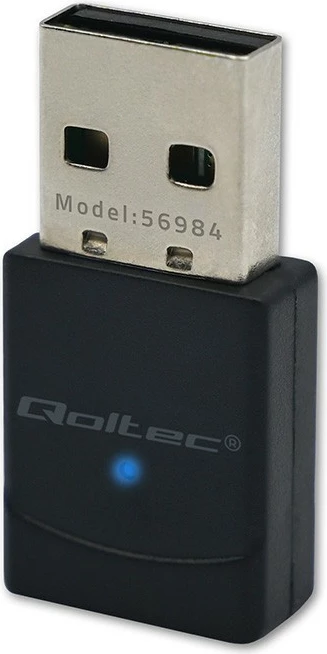 Adapter WiFi 6 me Bluetooth, Qoltec 56984, 900 Mbps, USB 2.0, mini, i zi