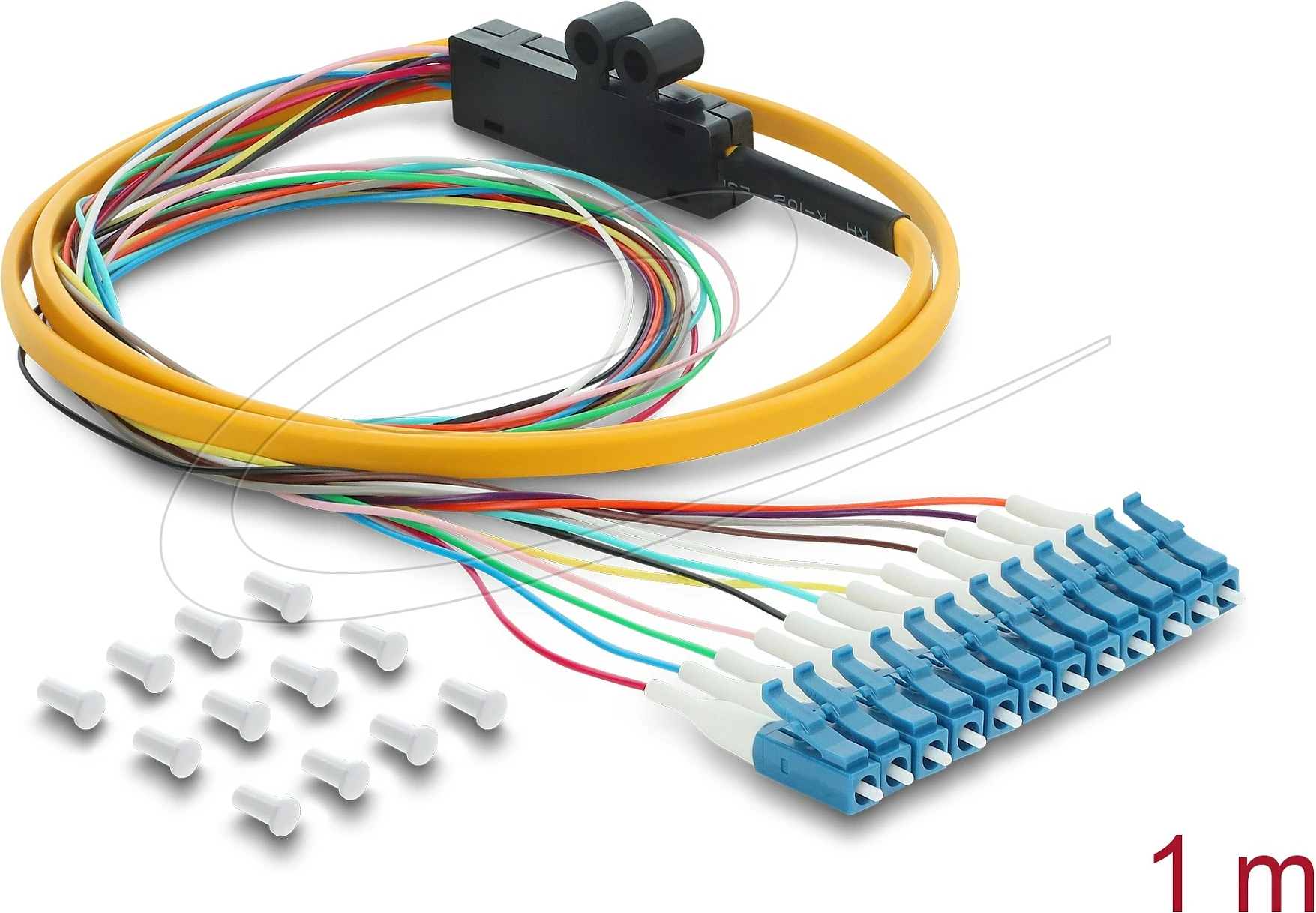 Kabllo fibër optike DeLOCK Pigtail Fanout, 12x LC-UPC Simplex në 12x skaj i hapur, 1 m, portokalli